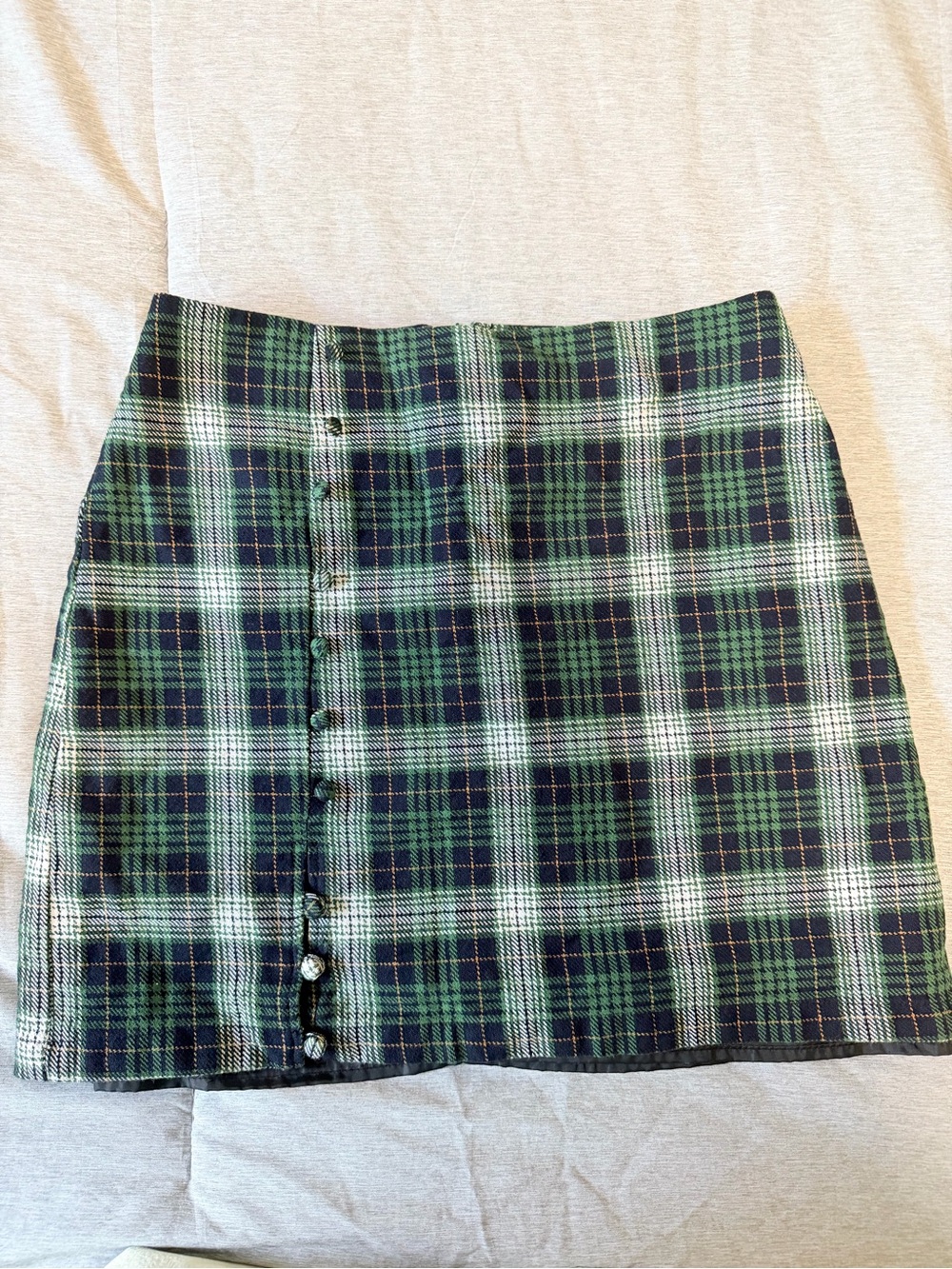Plaid Button-Front Mini Skirt